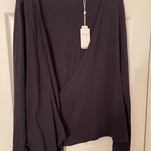 Rebecca Taylor Black Wrap Blouse LG NWT Sexy